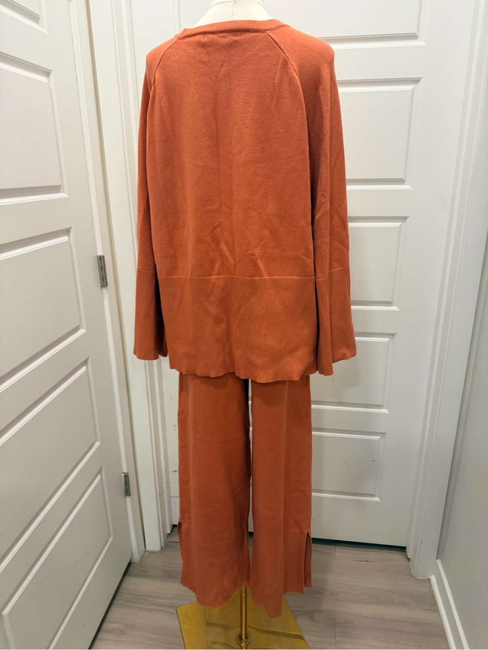 Anrabess Relaxed Wide-Leg Knit Set - Burnt Orange - Picture 7 of 8